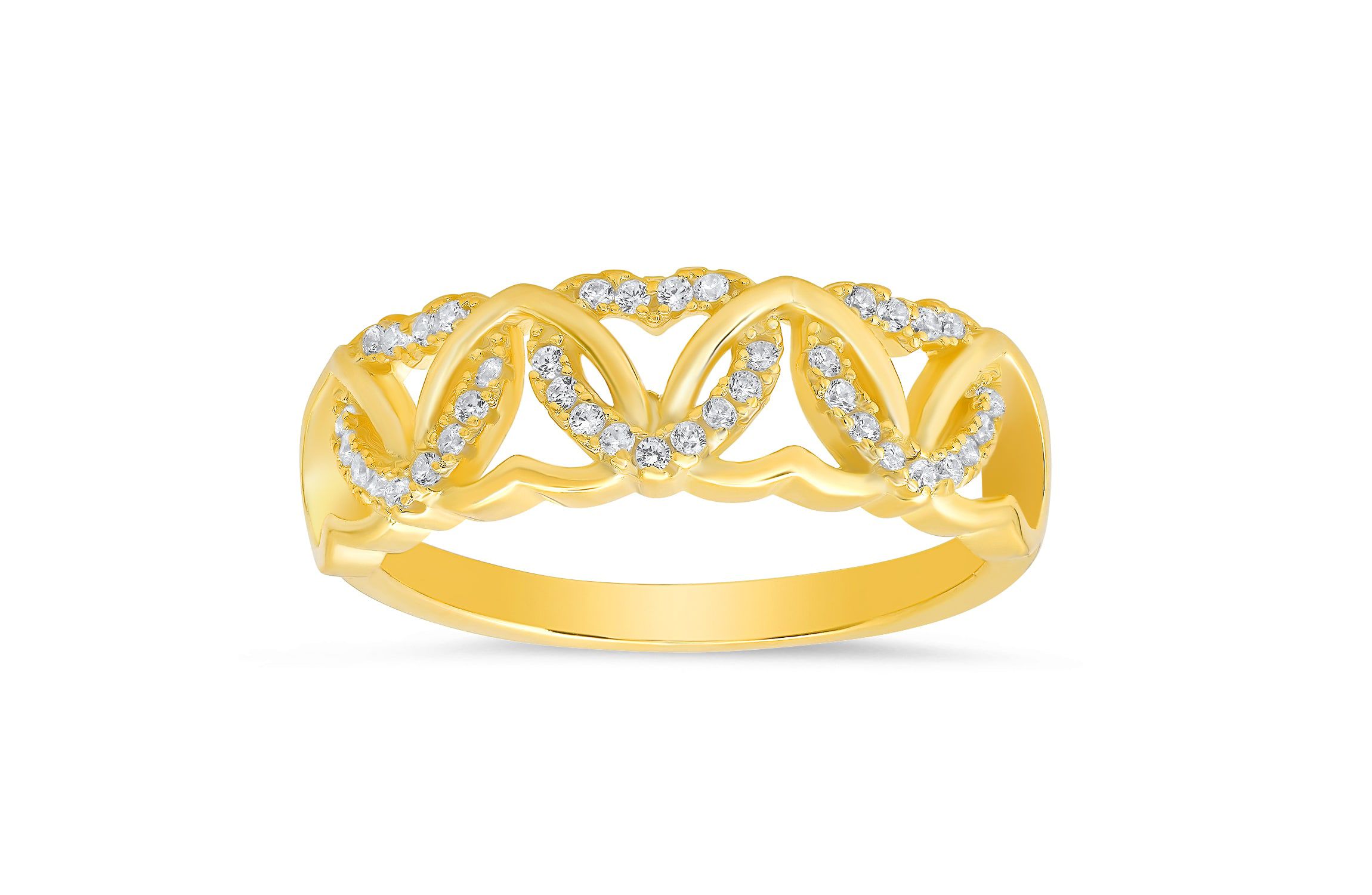 Lab Created Sterling Silver Interlocking Hearts CZ Ring