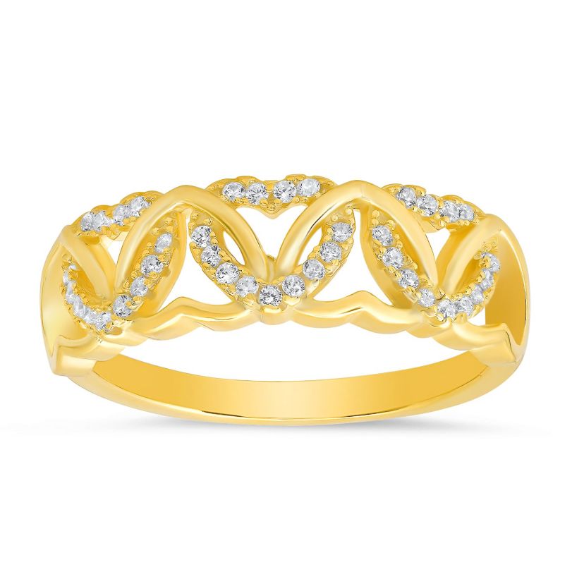 Lab Created Sterling Silver Interlocking Hearts CZ Ring