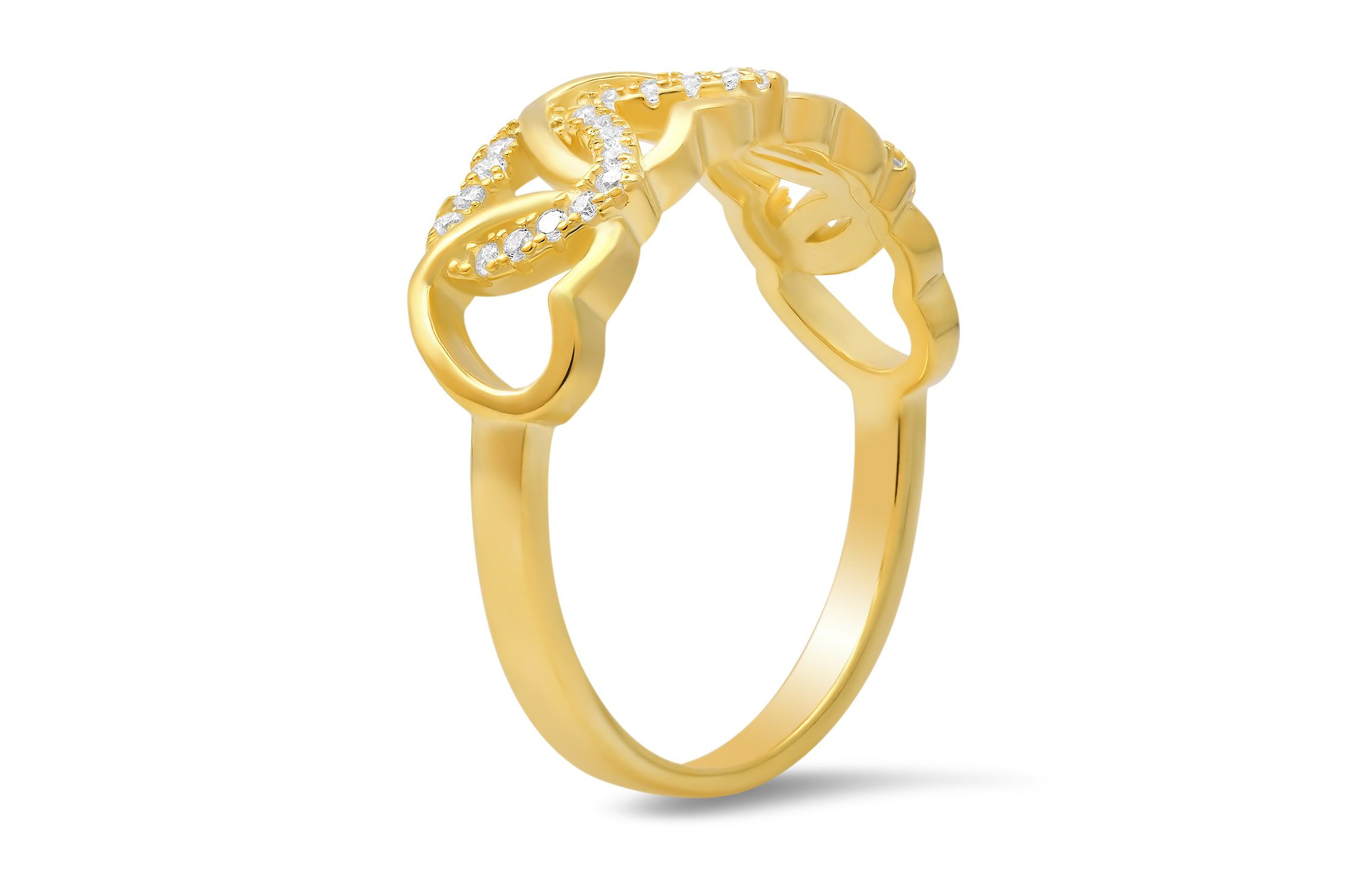 Lab Created Sterling Silver Interlocking Hearts CZ Ring
