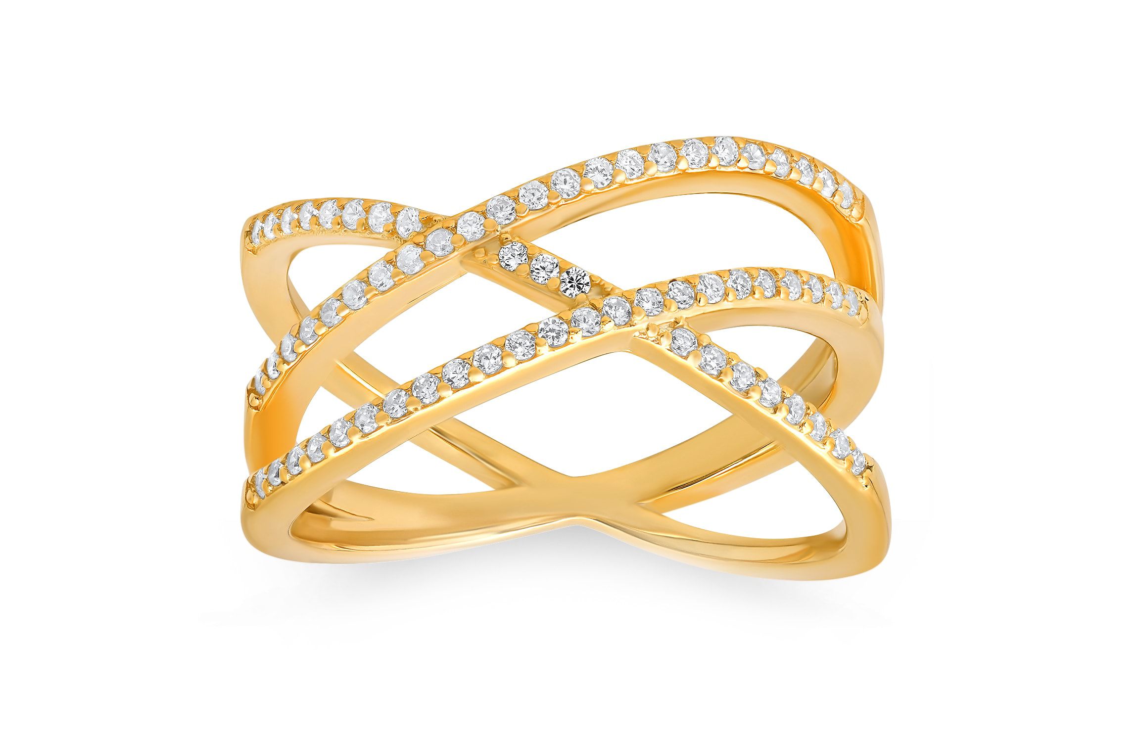 Lab Created Sterling Silver Criss-Cross CZ Ring
