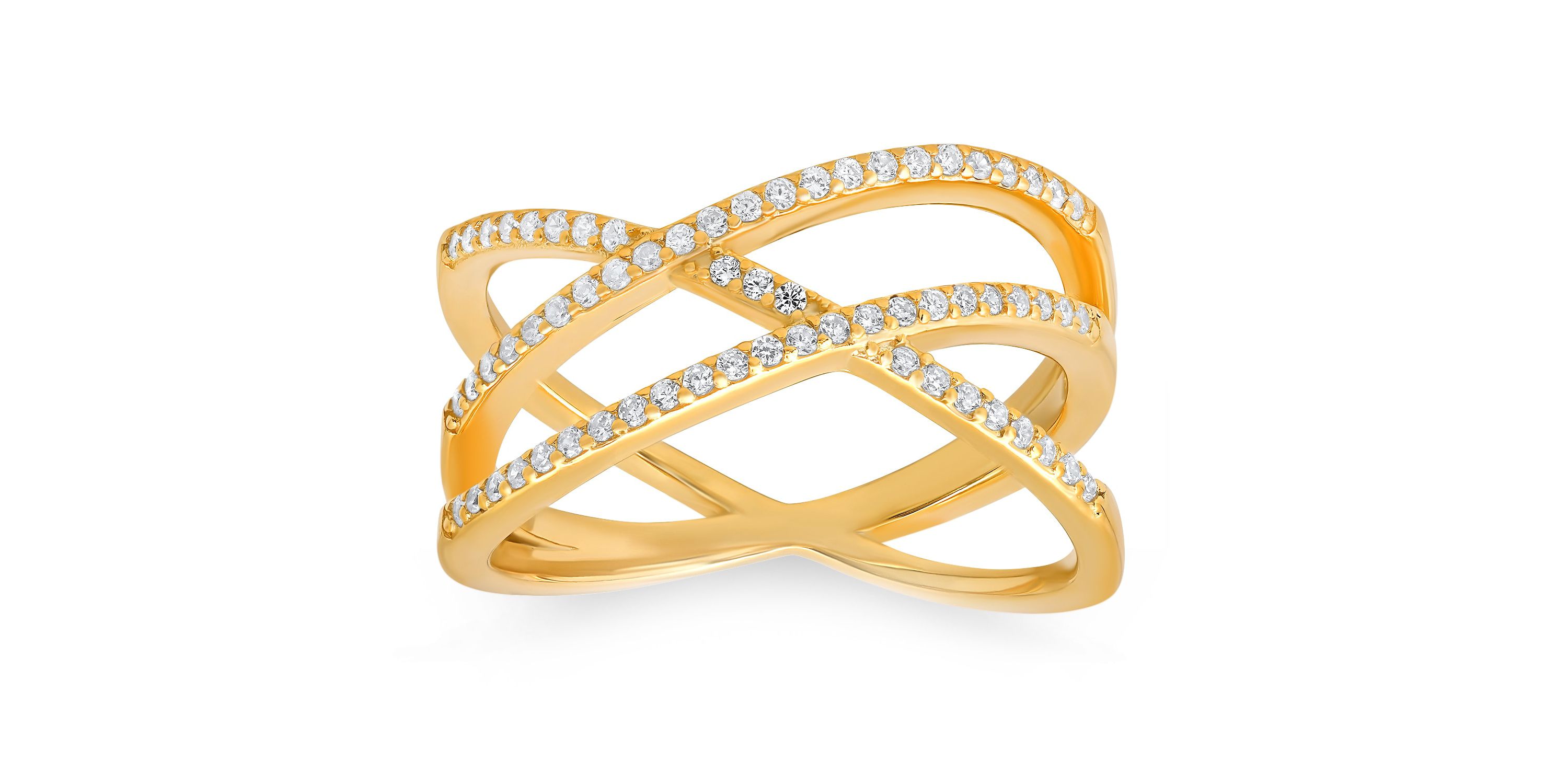 Lab Created Sterling Silver Criss-Cross CZ Ring