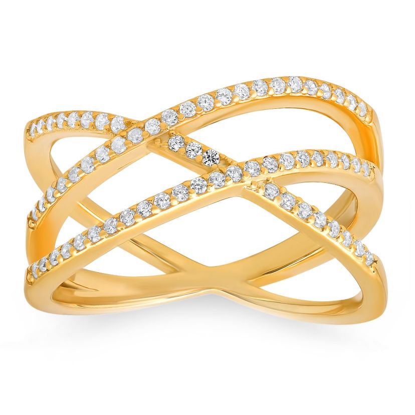 Lab Created Sterling Silver Criss-Cross CZ Ring