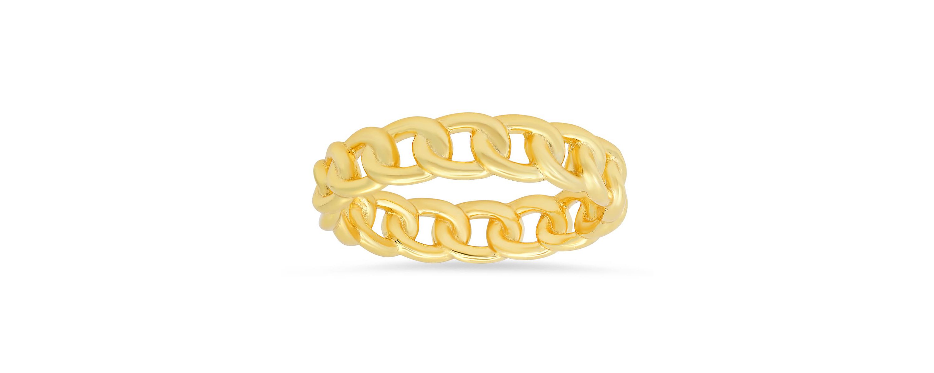 Lab Created 14k Yellow Gold Over Silver Curb Chain Eternity Band Ring
