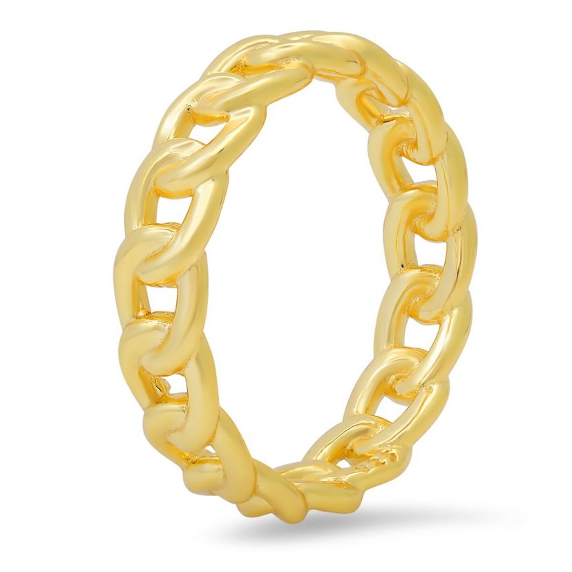 Lab Created 14k Yellow Gold Over Silver Curb Chain Eternity Band Ring