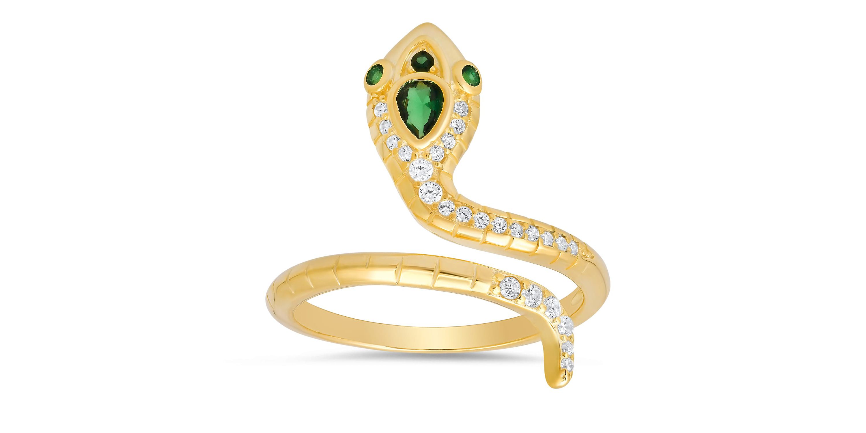 Lab Created Sterling Silver CZ Snake Ring