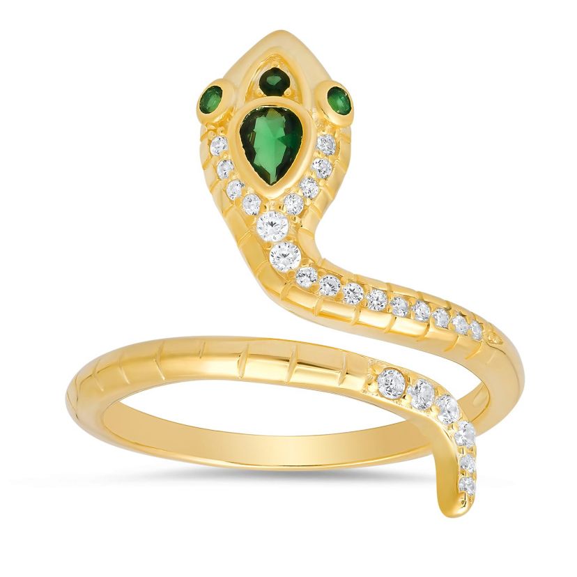 Lab Created Sterling Silver CZ Snake Ring