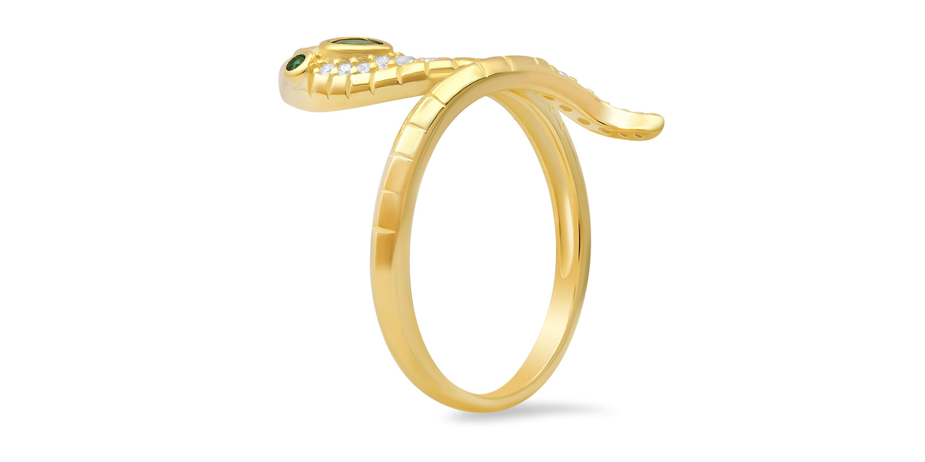 Lab Created Sterling Silver CZ Snake Ring