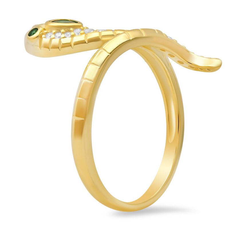 Lab Created Sterling Silver CZ Snake Ring