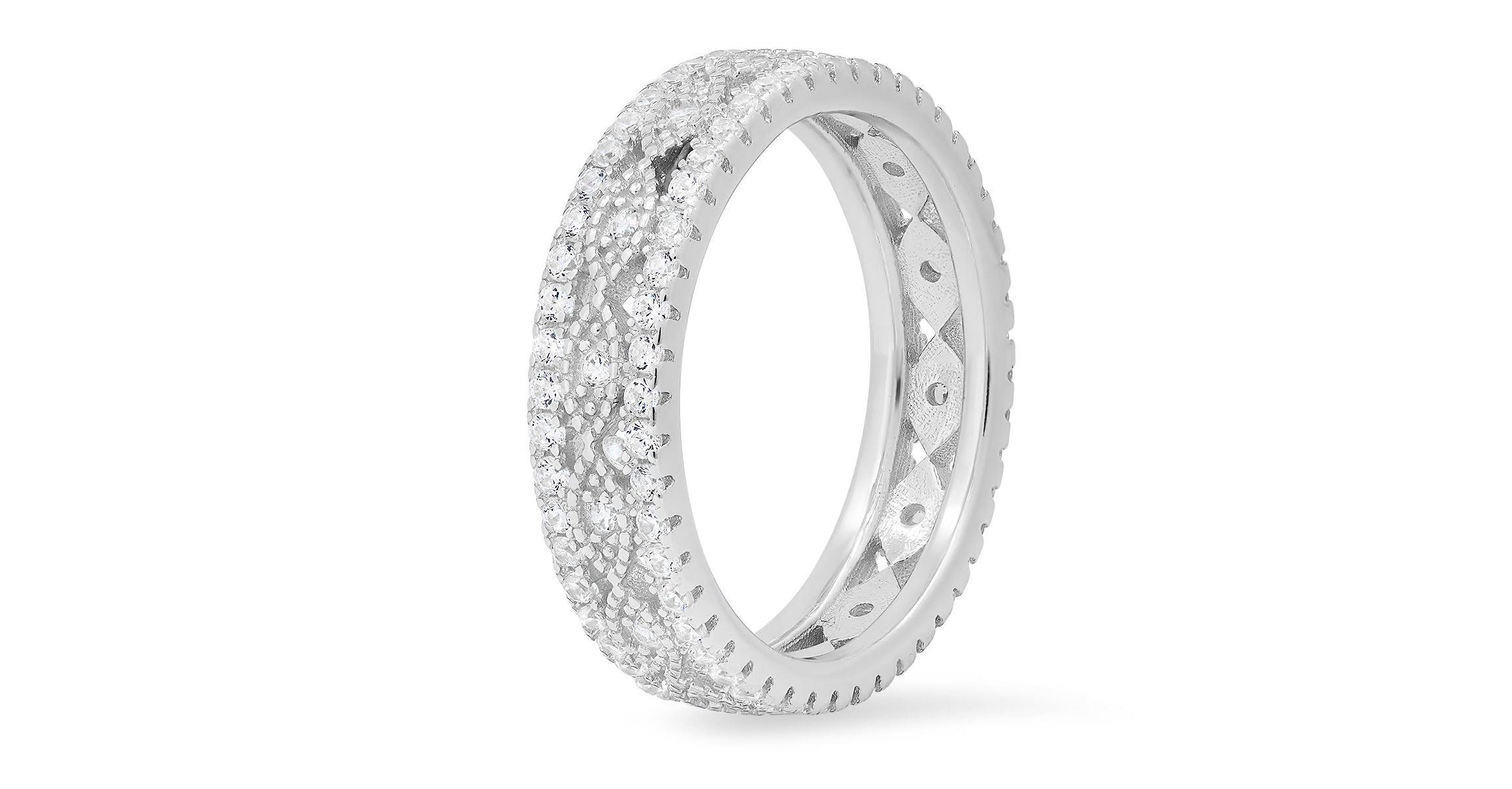 Lab Created Sterling Silver Vintage CZ Eternity Band Ring