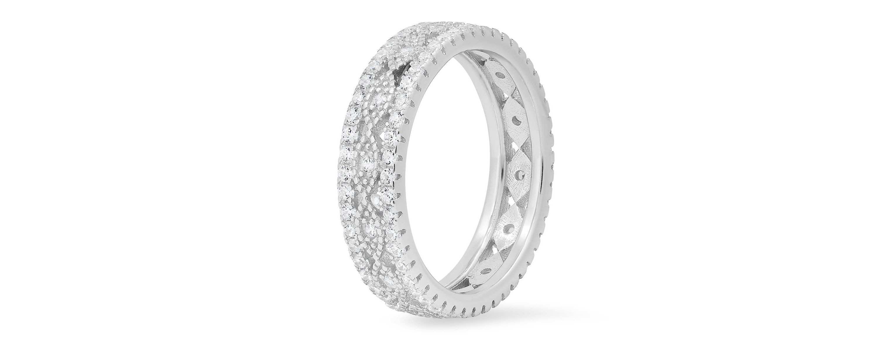 Lab Created Sterling Silver Vintage CZ Eternity Band Ring