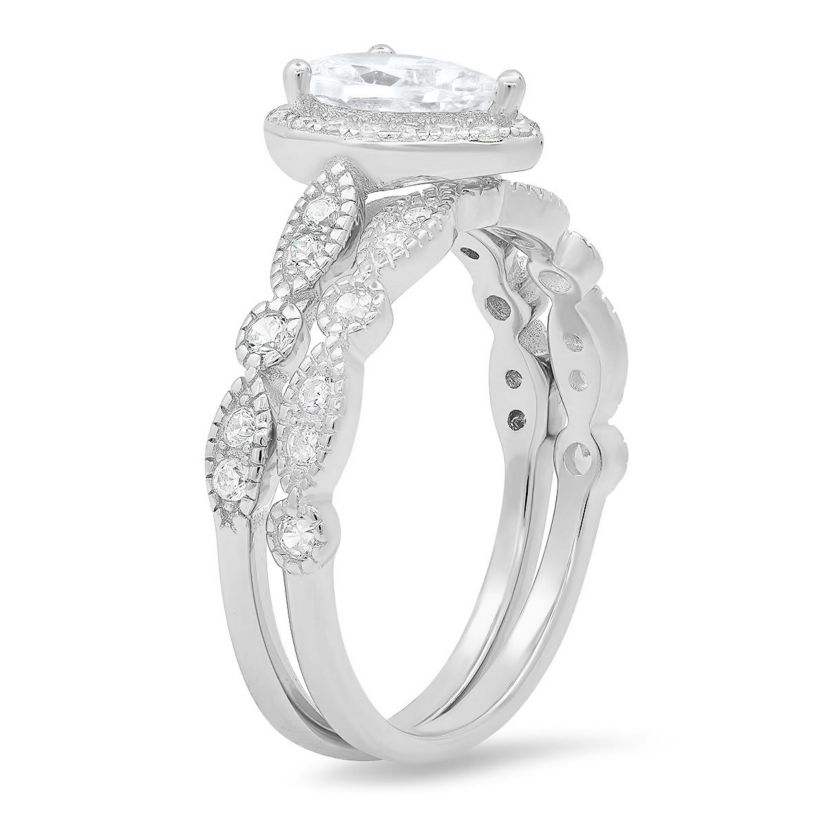 Lab Created Sterling Silver 2pc CZ Stackable Ring Set