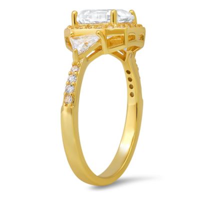 Lab Created Sterling Silver Asscher-cut Halo CZ Ring