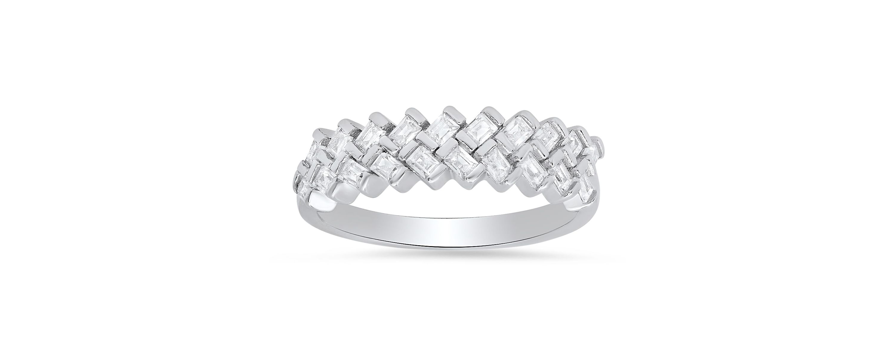 Lab Created Sterling Silver Baguette-cut CZ Band Ring