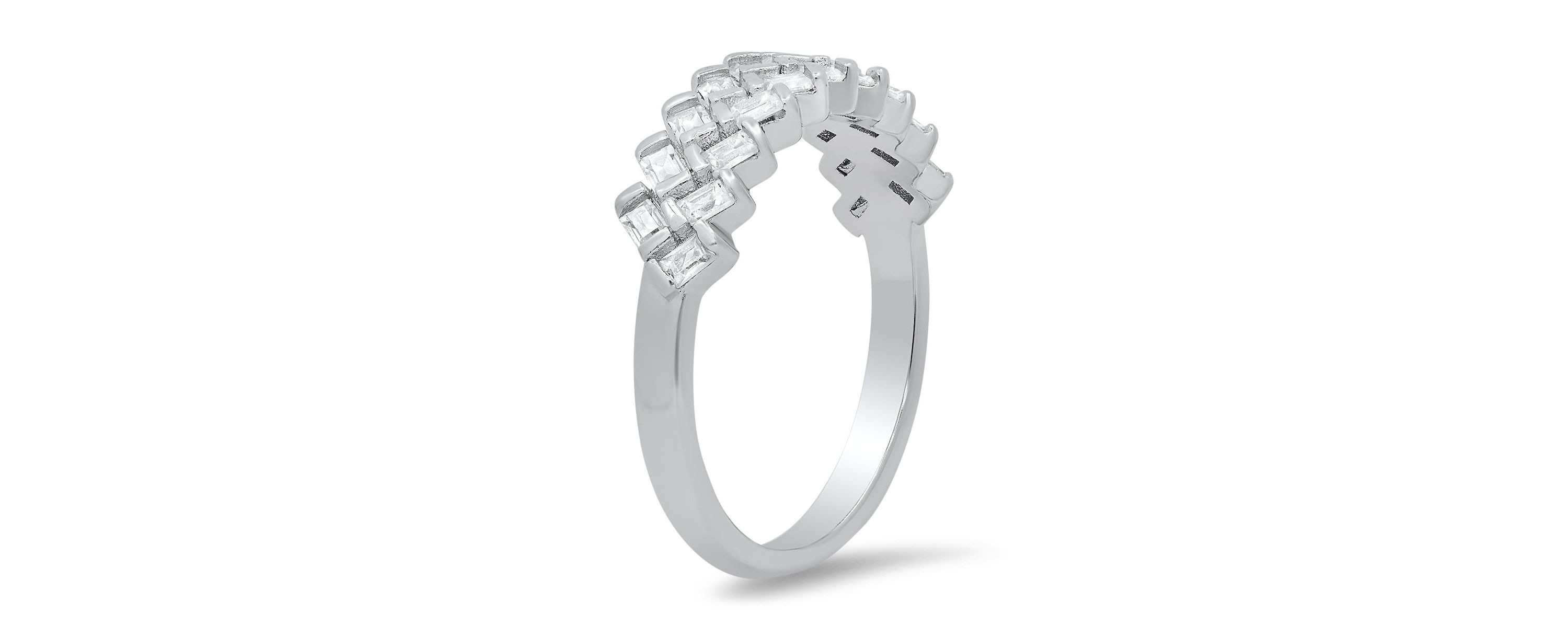 Lab Created Sterling Silver Baguette-cut CZ Band Ring