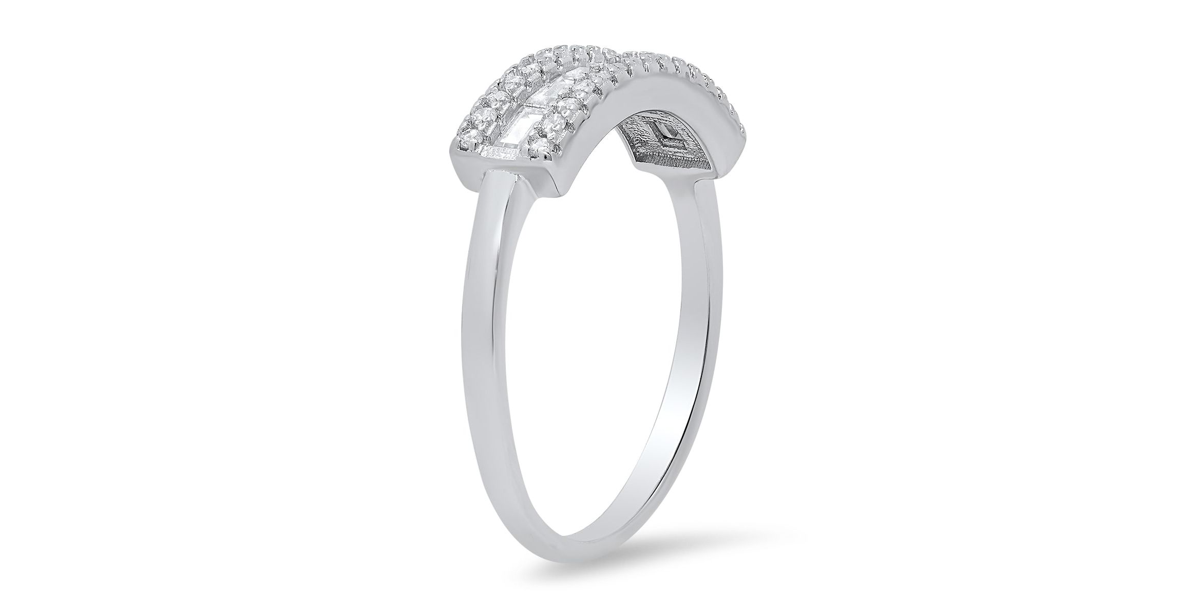 Lab Created Sterling Silver Baguette-cut CZ Band Ring
