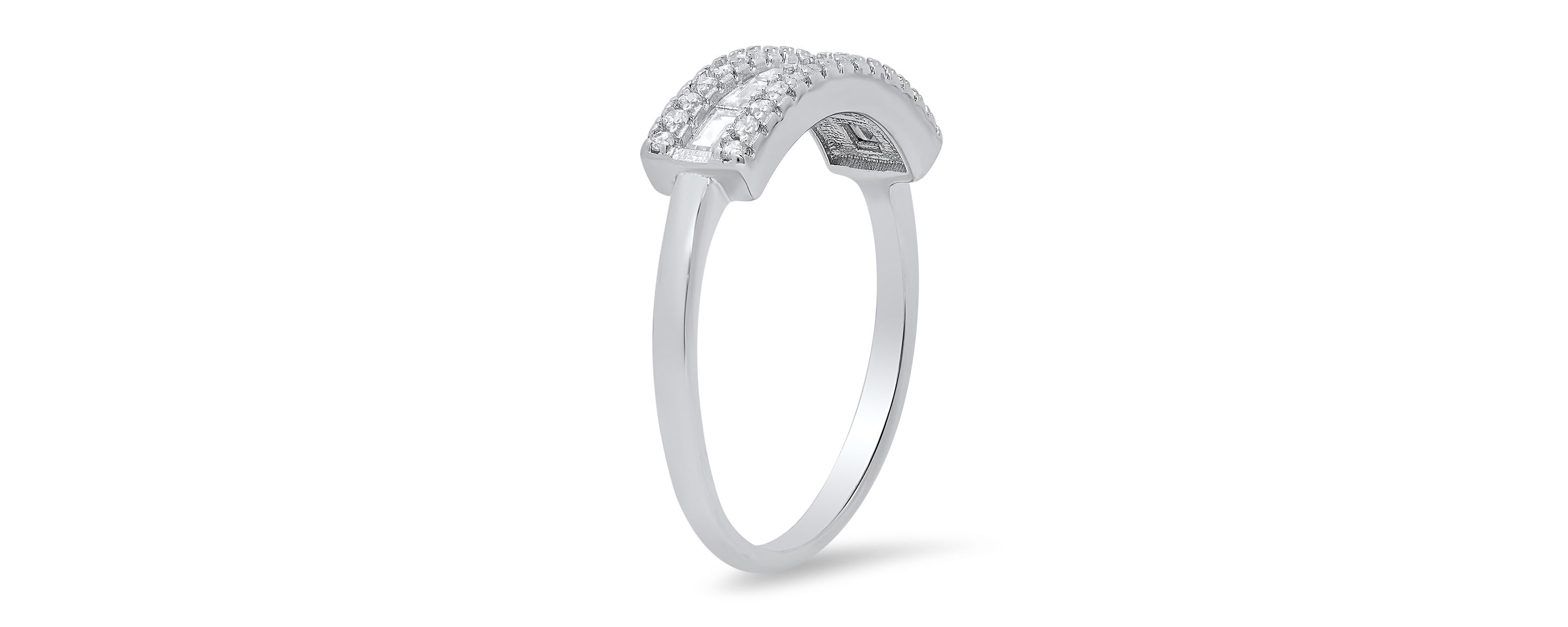 Lab Created Sterling Silver Baguette-cut CZ Band Ring