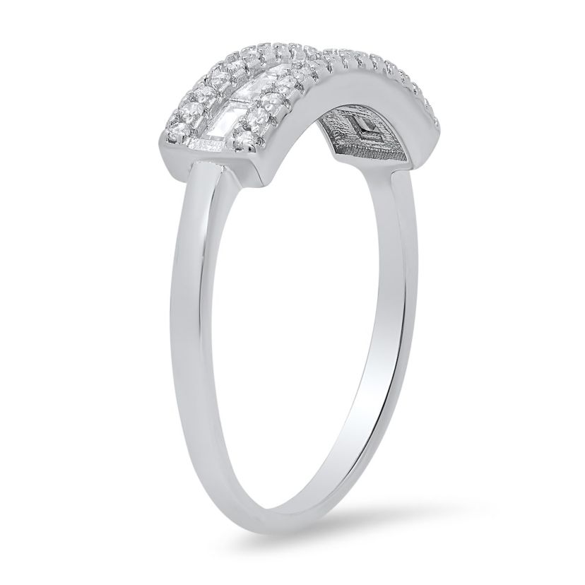 Lab Created Sterling Silver Baguette-cut CZ Band Ring