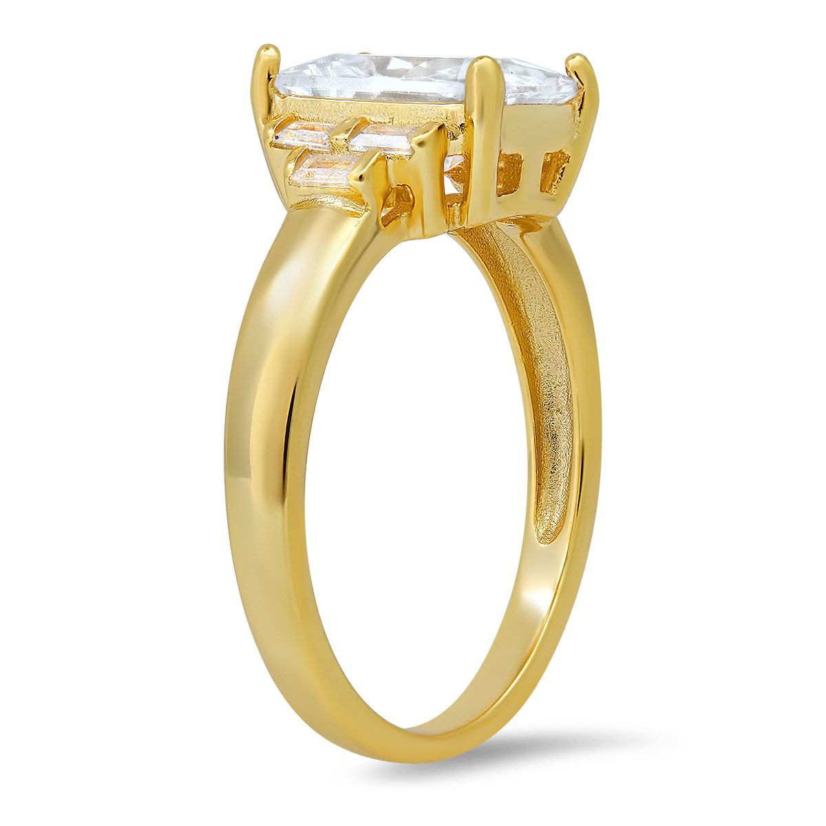 Lab Created Sterling Silver Emerald-cut CZ Ring