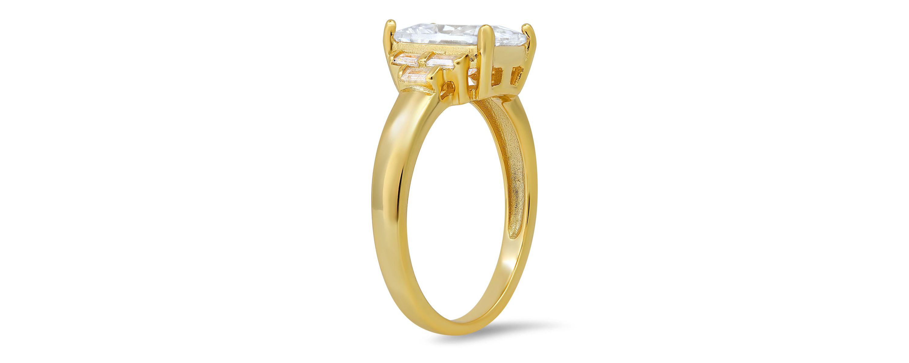 Lab Created Sterling Silver Emerald-cut CZ Ring