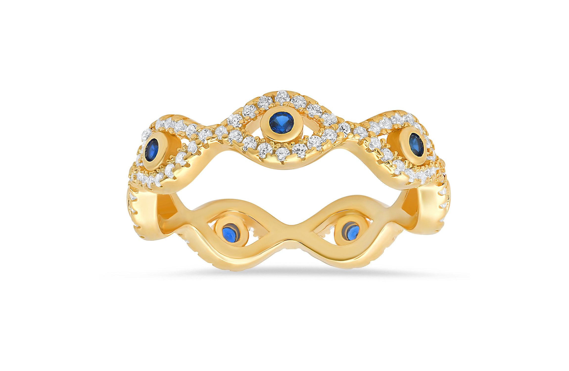 Lab Created Sterling Silver CZ Evil Eye Eternity Band Ring