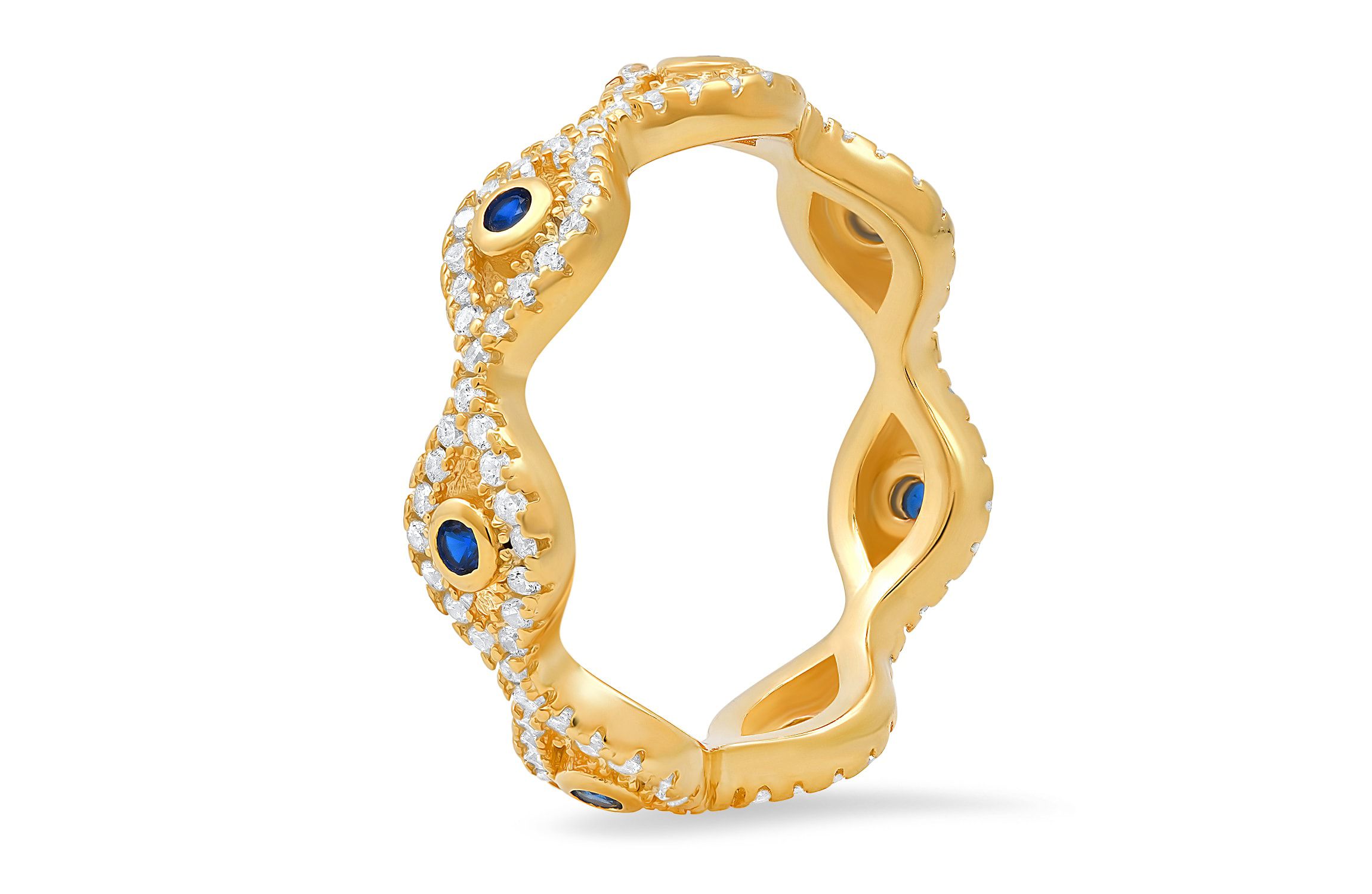 Lab Created Sterling Silver CZ Evil Eye Eternity Band Ring