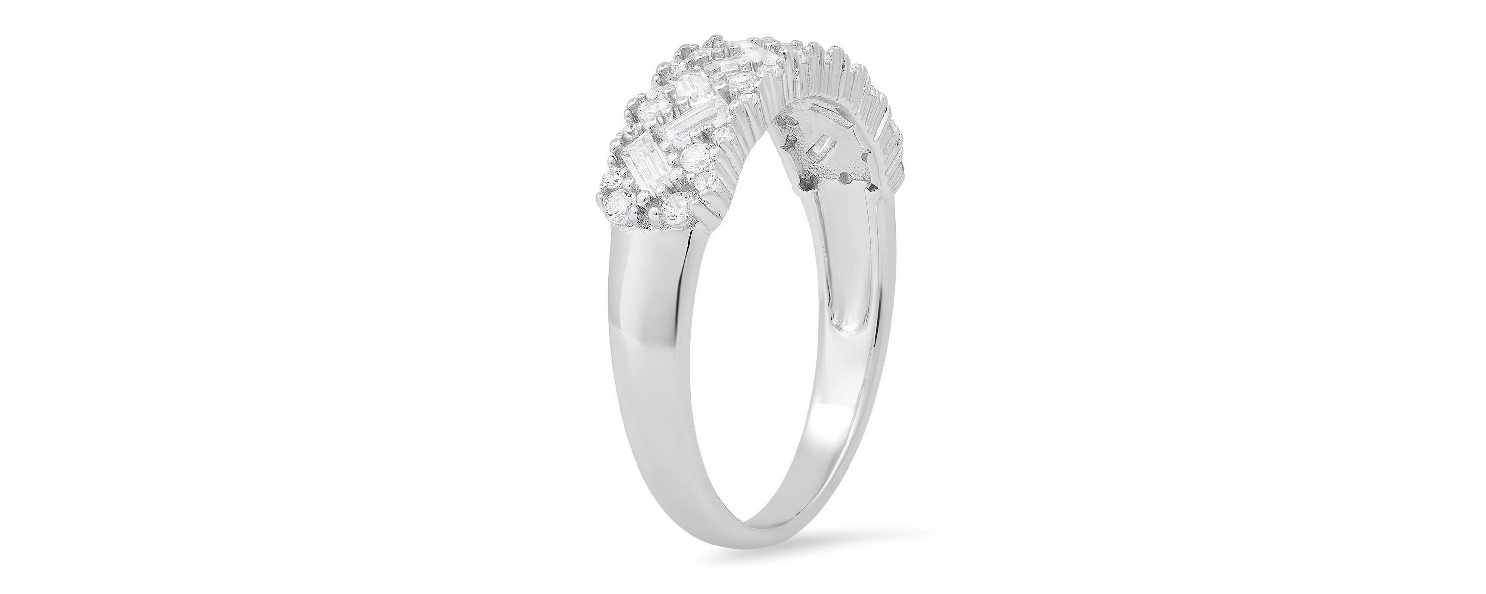 Lab Created Sterling Silver Baguette-cut CZ Ring