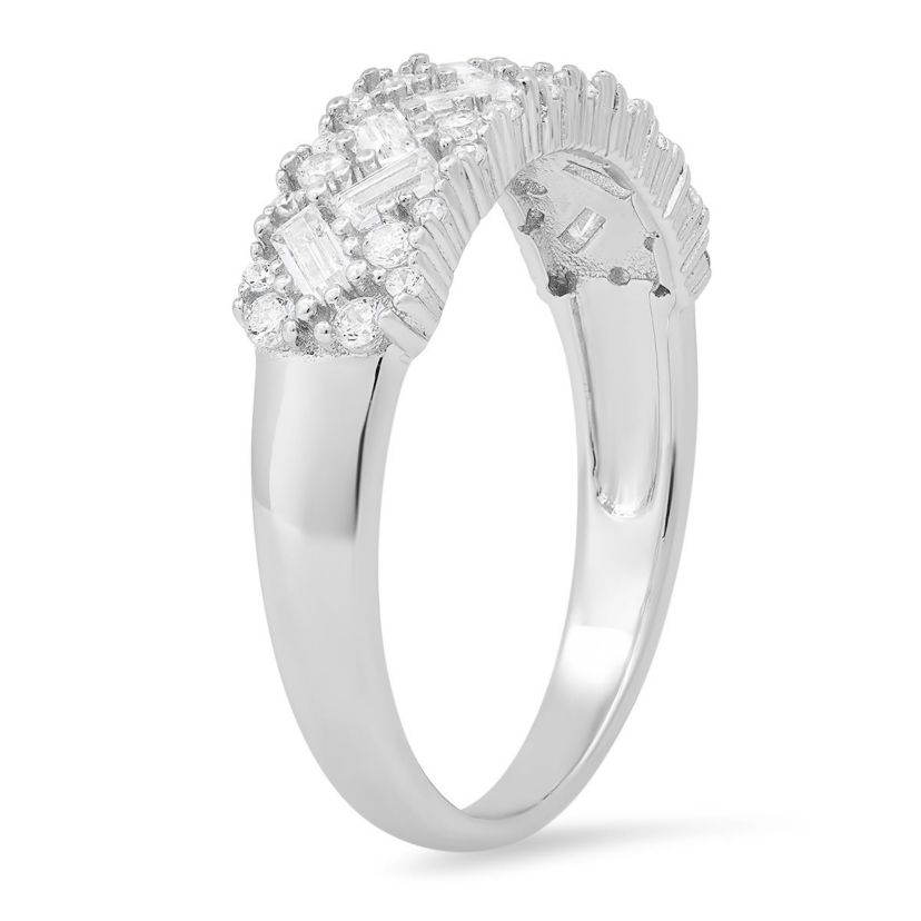 Lab Created Sterling Silver Baguette-cut CZ Ring