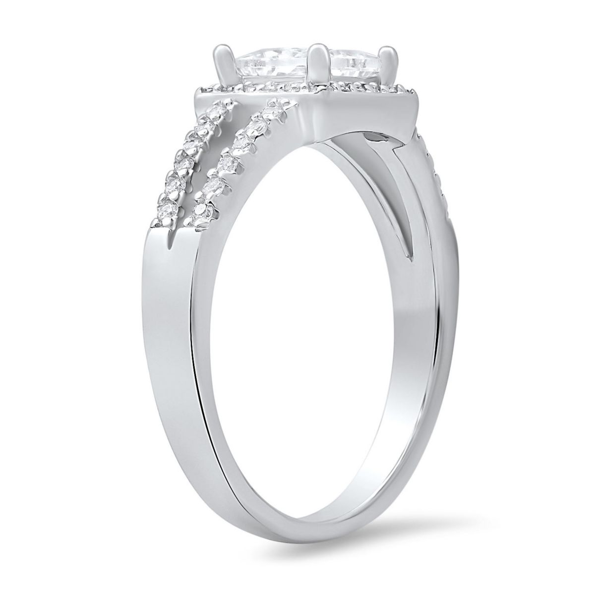 Sterling Silver Princess-cut Halo CZ ring