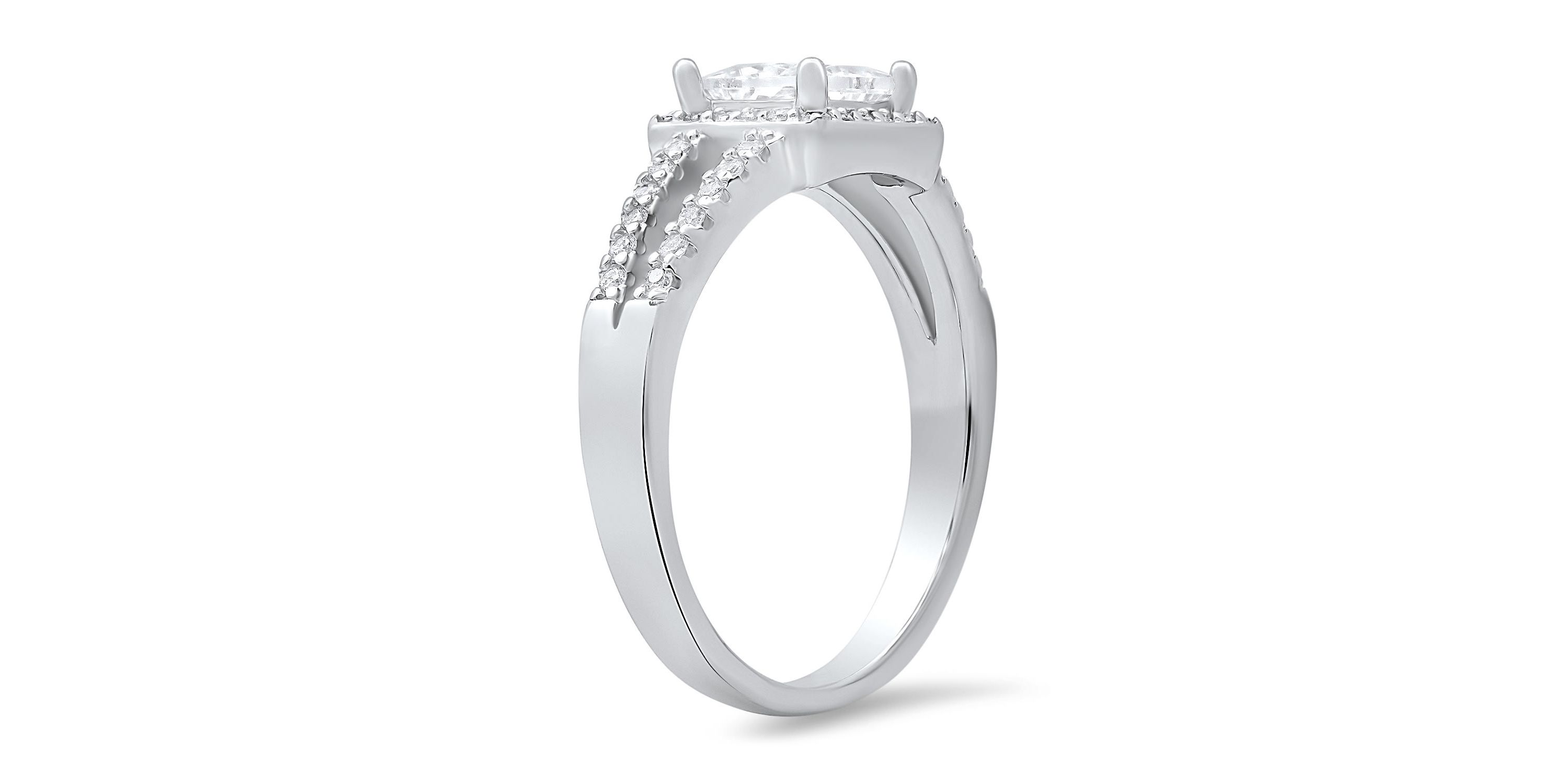 Lab Created Sterling Silver Princess-cut Halo CZ Ring