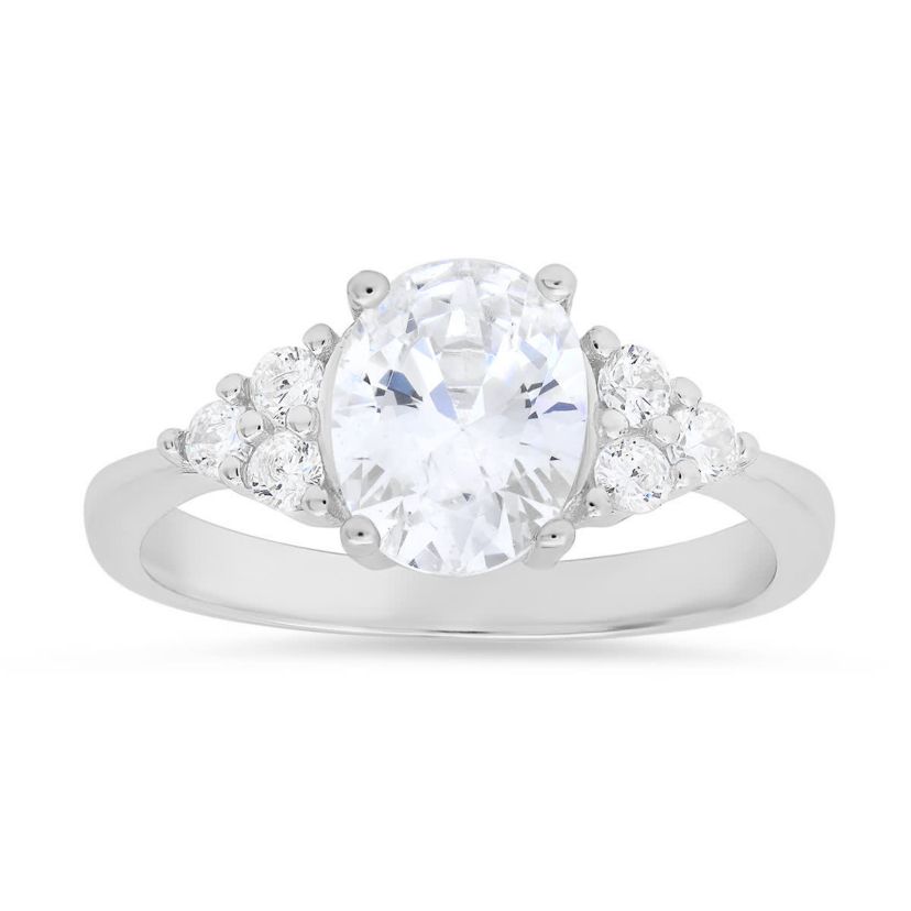 Lab Created Sterling Silver Oval-cut CZ Ring