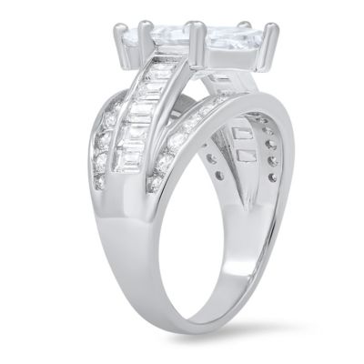 Lab Created Sterling Silver Marquise-cut CZ Statement Ring