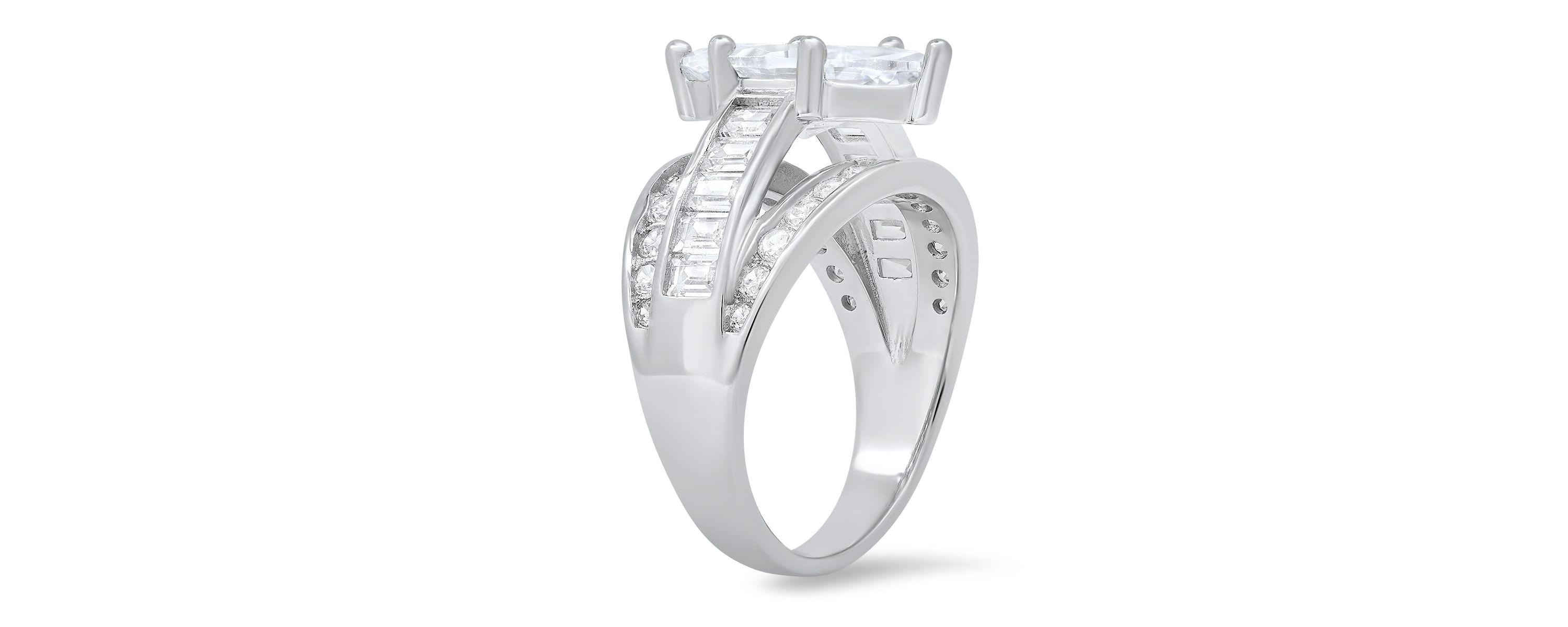 Lab Created Sterling Silver Marquise-cut CZ Statement Ring