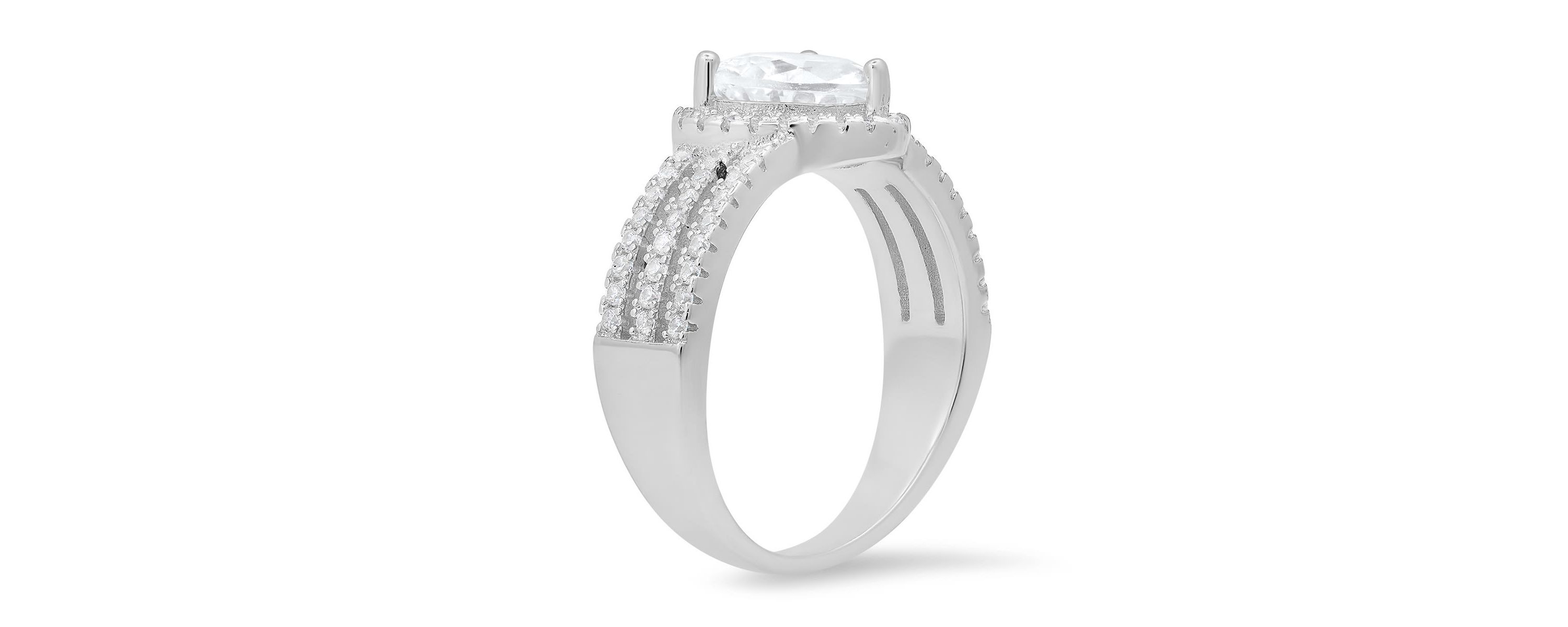 Lab Created Sterling Silver Heart-cut CZ Halo Ring