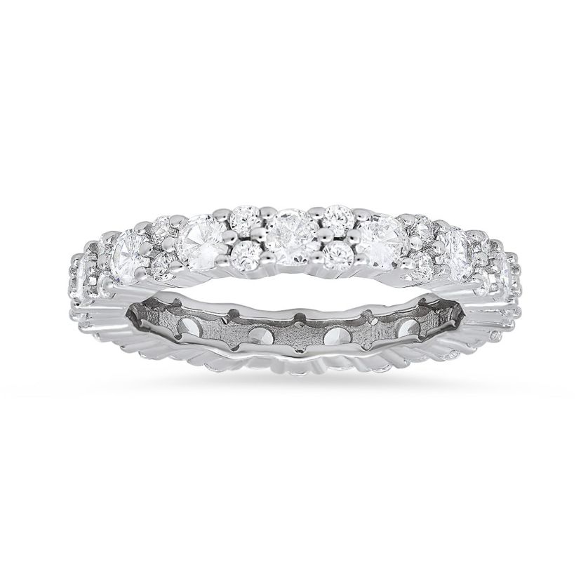 Lab Created Sterling Silver CZ Eternity Band Ring