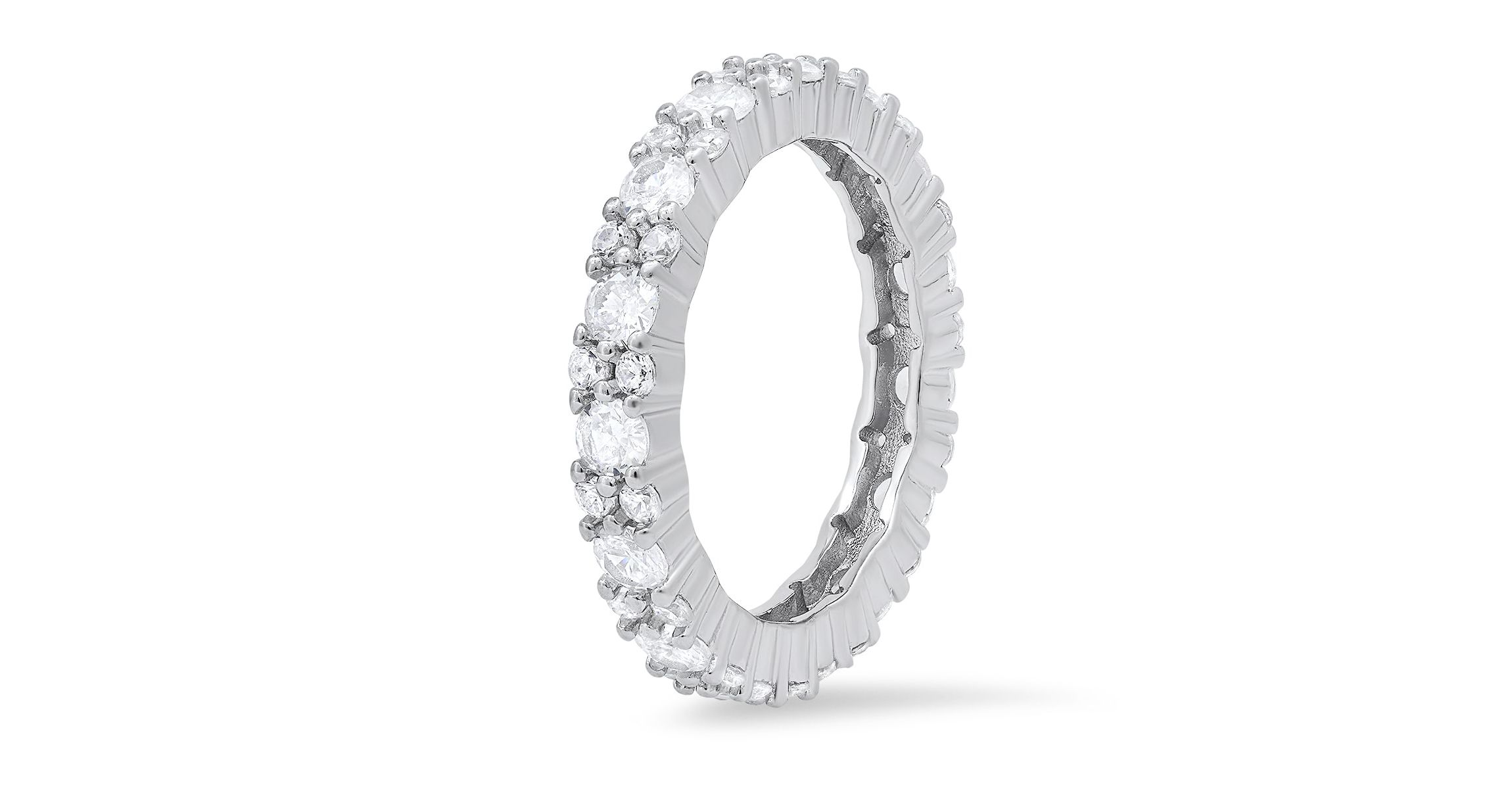 Lab Created Sterling Silver CZ Eternity Band Ring