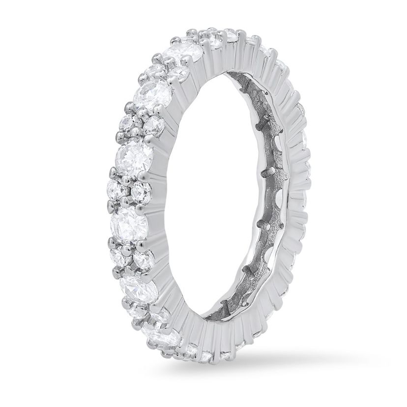 Lab Created Sterling Silver CZ Eternity Band Ring