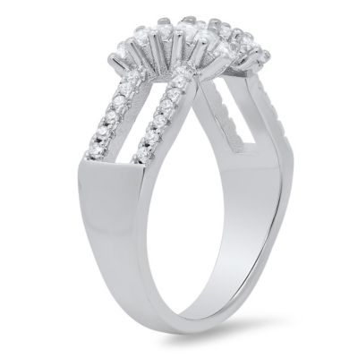 Lab Created Sterling Silver Baguette-cut CZ Twist Ring