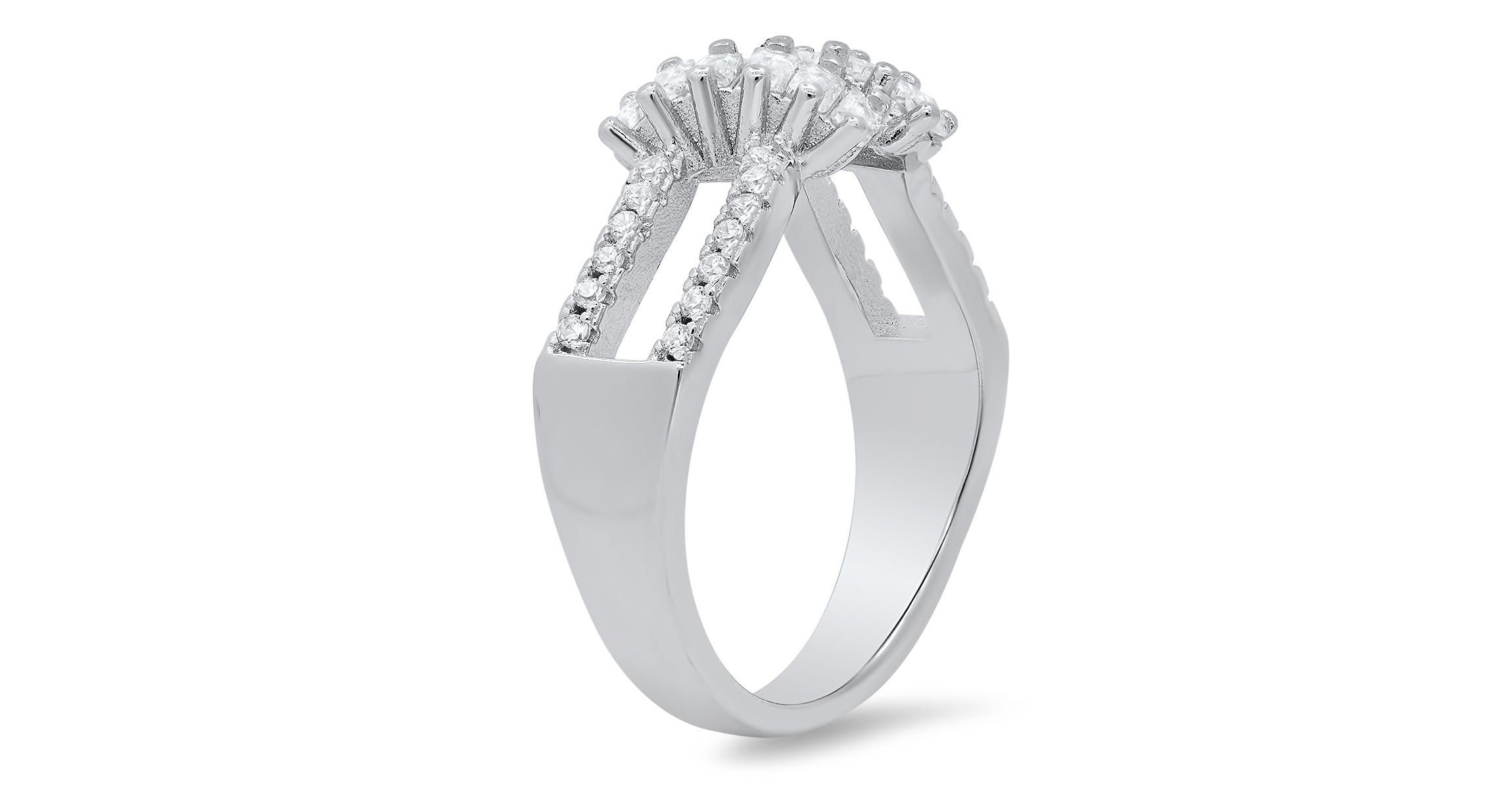 Lab Created Sterling Silver Baguette-cut CZ Twist Ring
