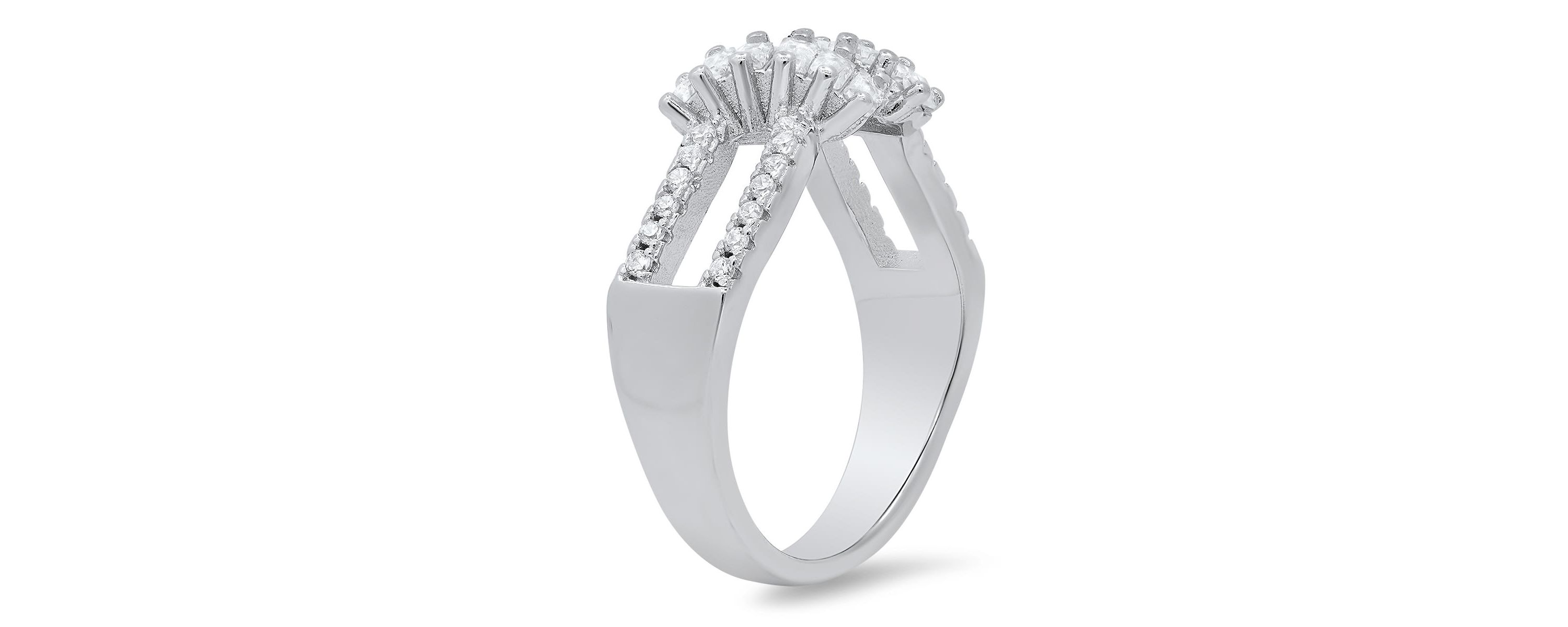 Lab Created Sterling Silver Baguette-cut CZ Twist Ring