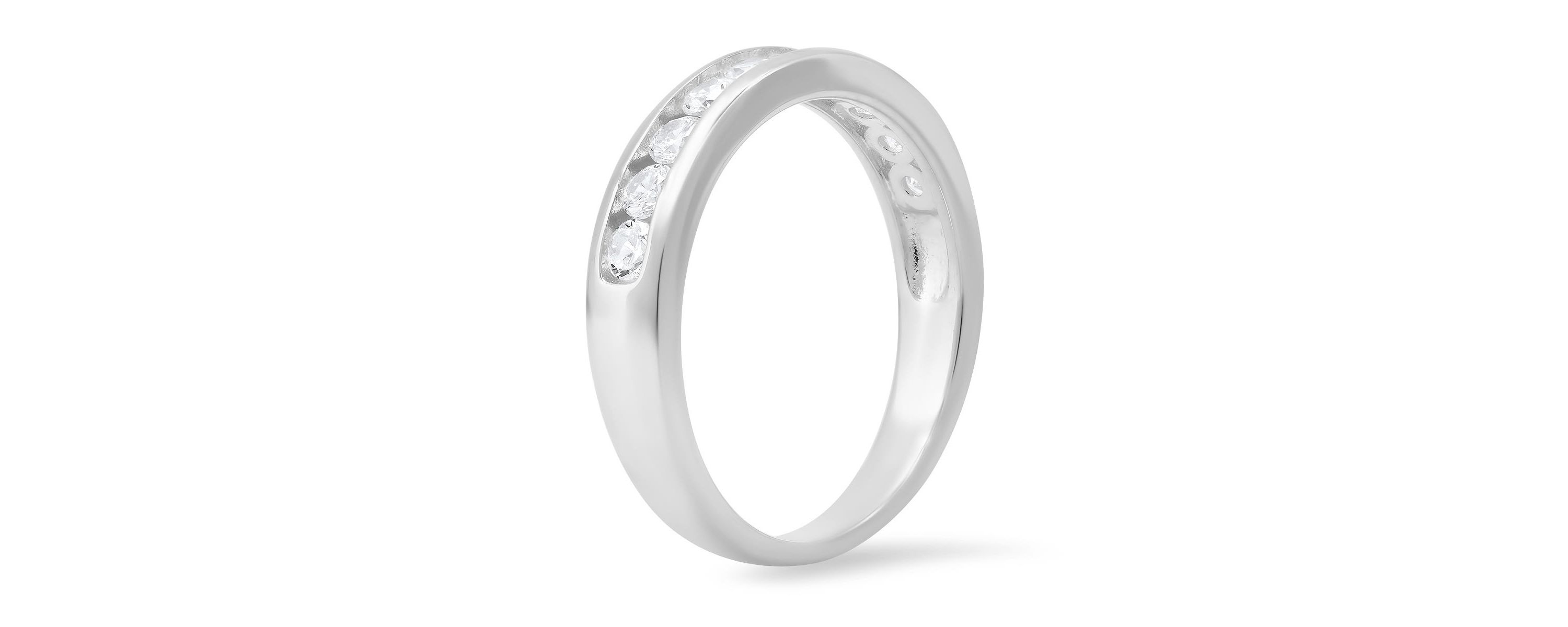 Lab Created Sterling Silver Channel-set Round CZ Band Ring