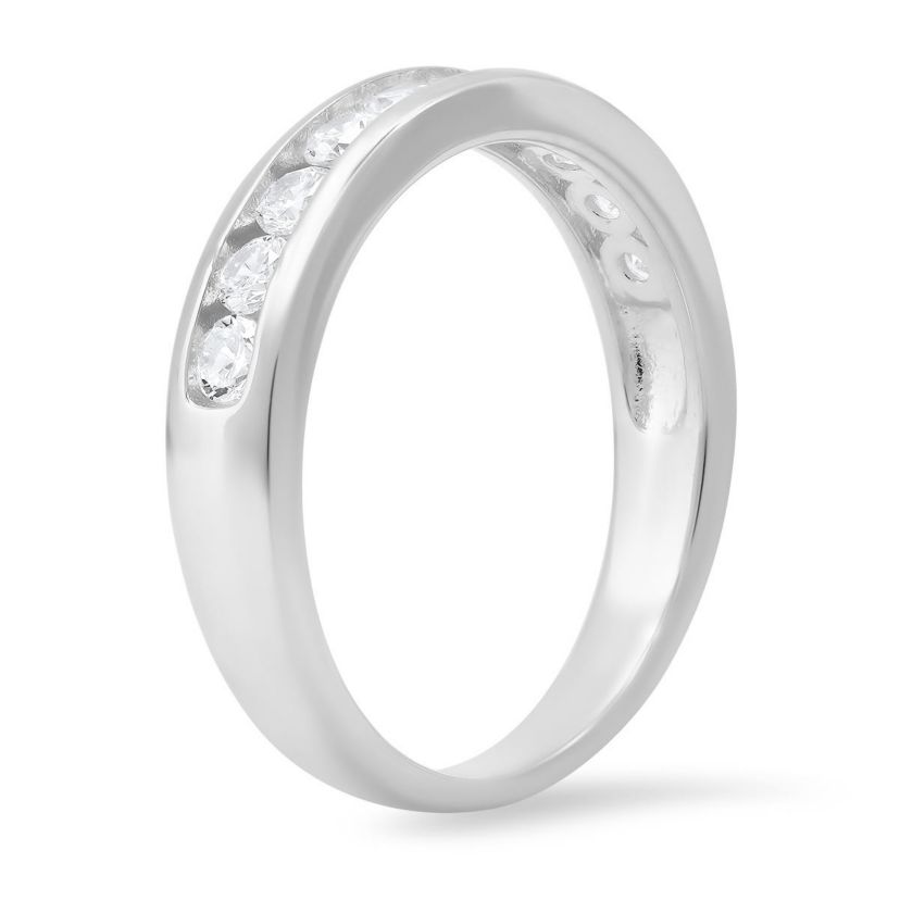 Lab Created Sterling Silver Channel-set Round CZ Band Ring