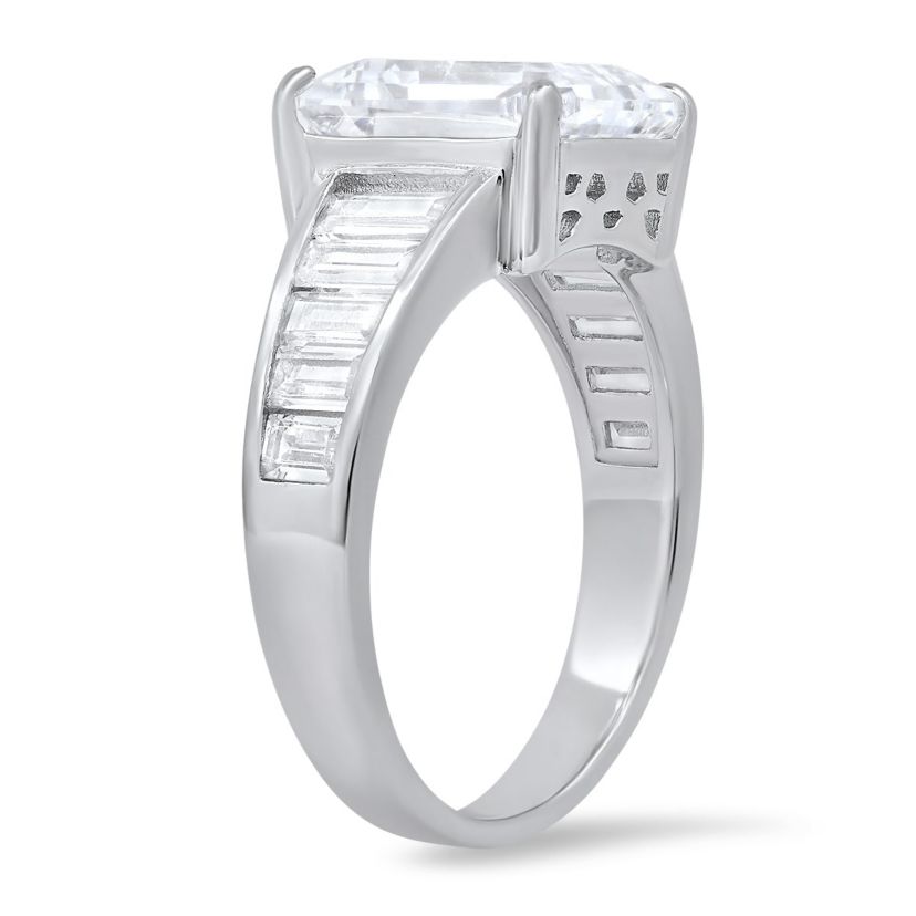 Lab Created Sterling Silver Emerald-cut CZ Statement Ring