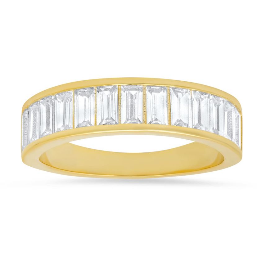 Lab Created Sterling Silver Baguette-cut CZ Band Ring