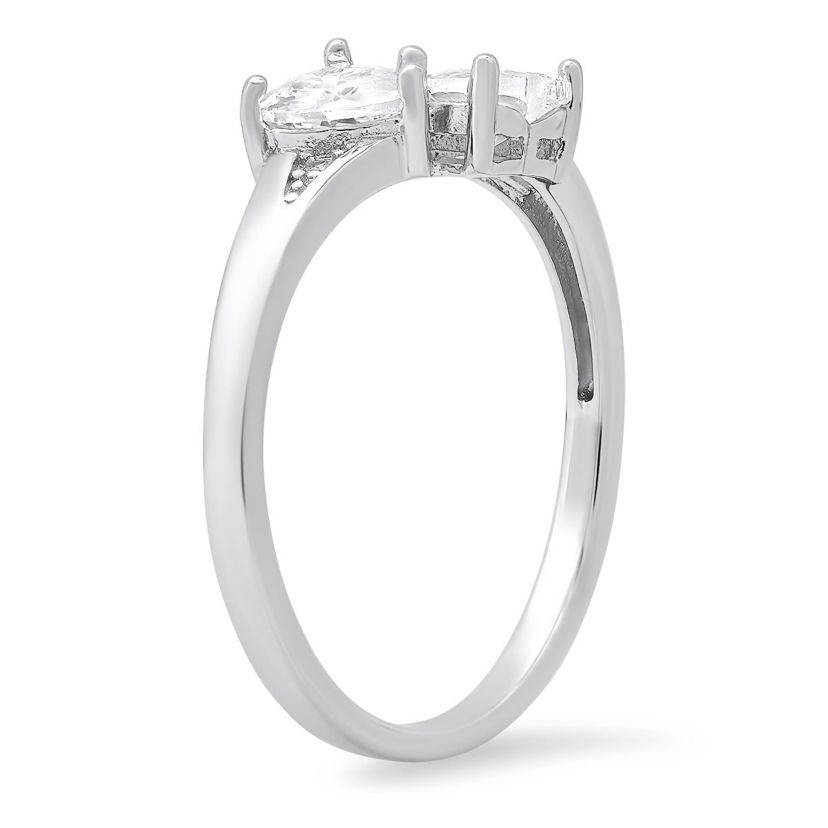 Lab Created Sterling Silver Double Heart CZ Ring