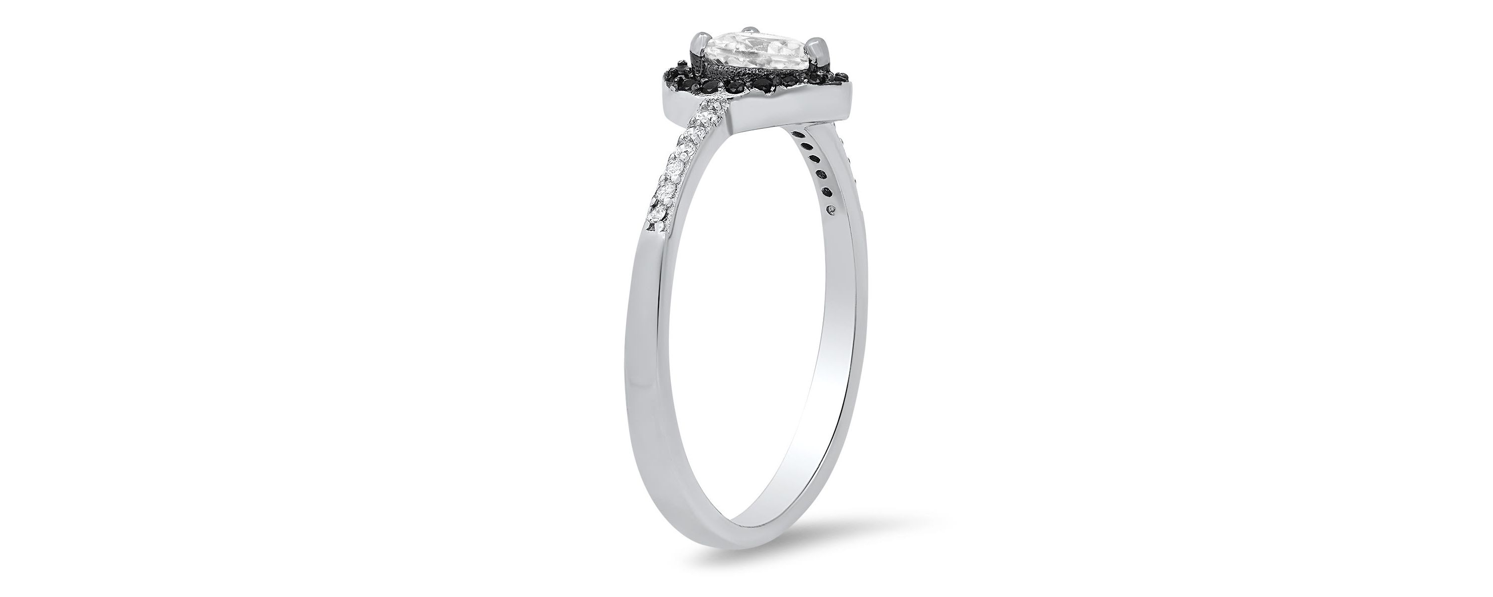 Lab Created Sterling Silver Heart-cut CZ Halo Ring