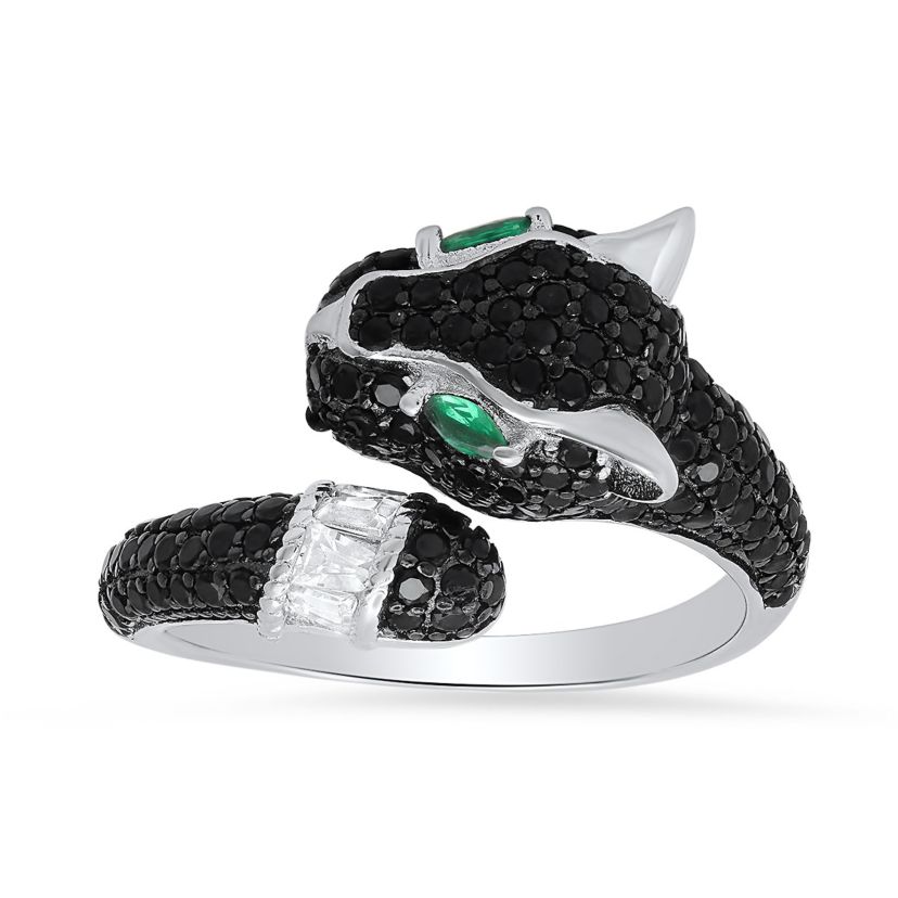 Lab Created Sterling Silver Black Panther CZ Ring