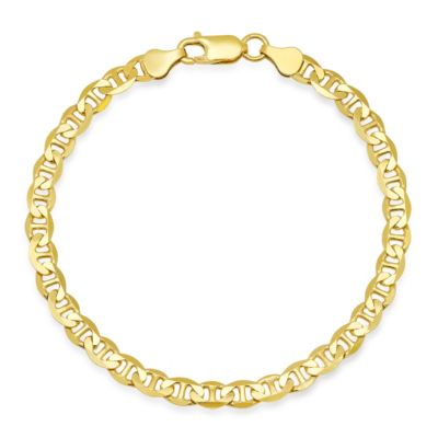 Kylie Harper Mens 8.5" Italian Sterling Silver Mariner Chain Bracelet, Gold, 8.5 in