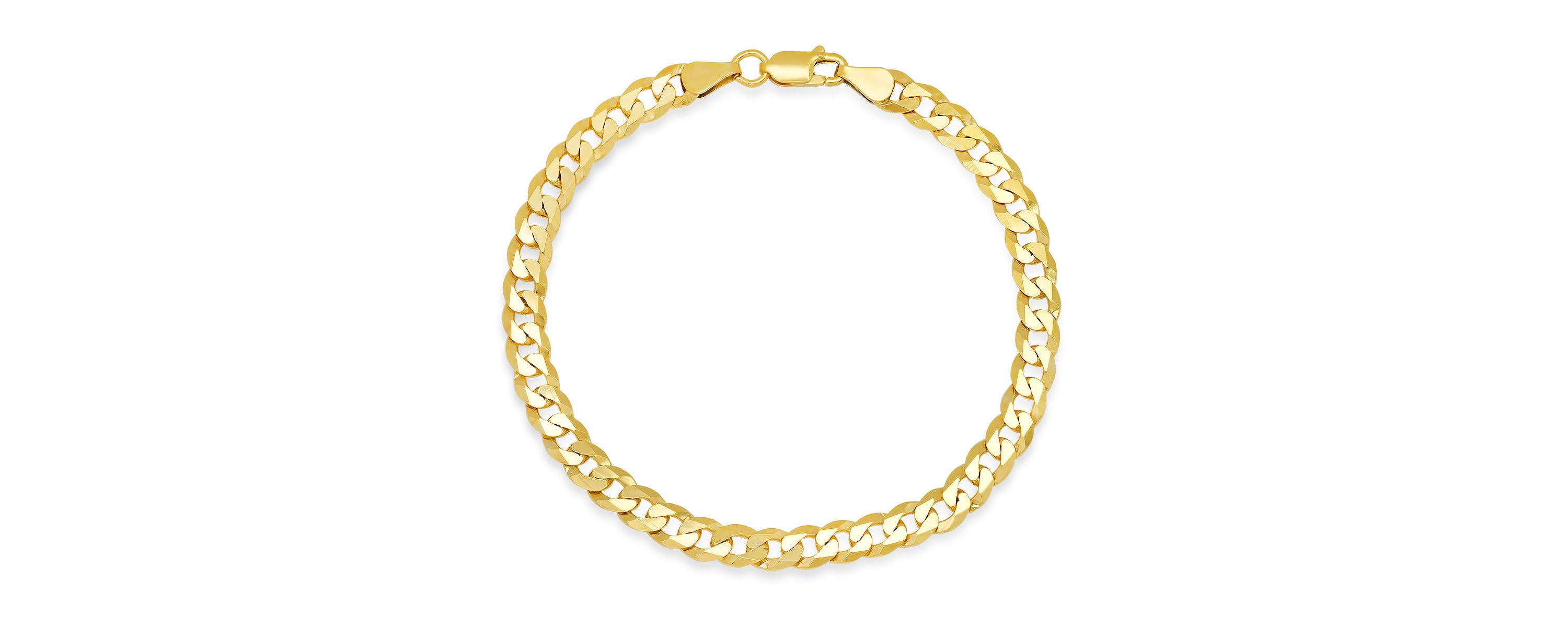 Mens 8.5" Italian 14k Gold Over Silver Miami Cuban Curb Chain Bracelet
