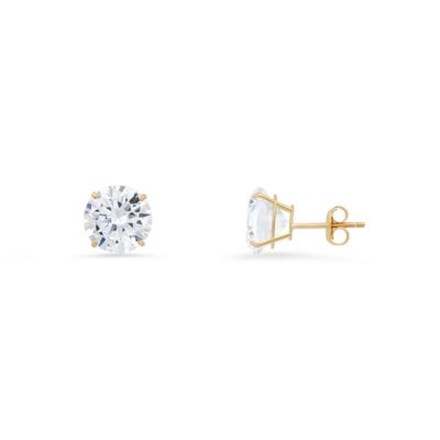 Kylie Harper Lab Created 10k Yellow Gold Round-cut CZ Basket Stud Earrings