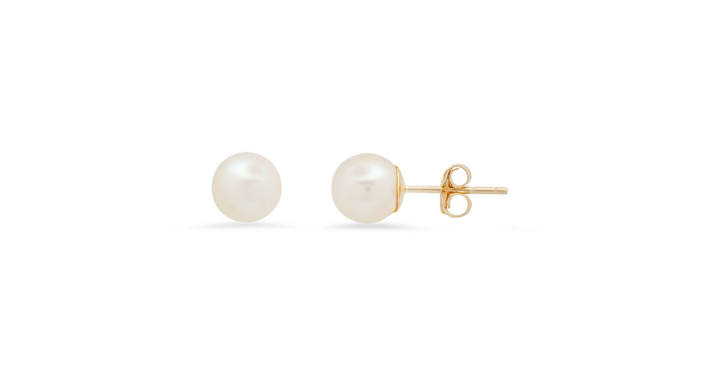 10k Yellow Gold Genuine Cultured Freshwater Pearl Stud Earrings
